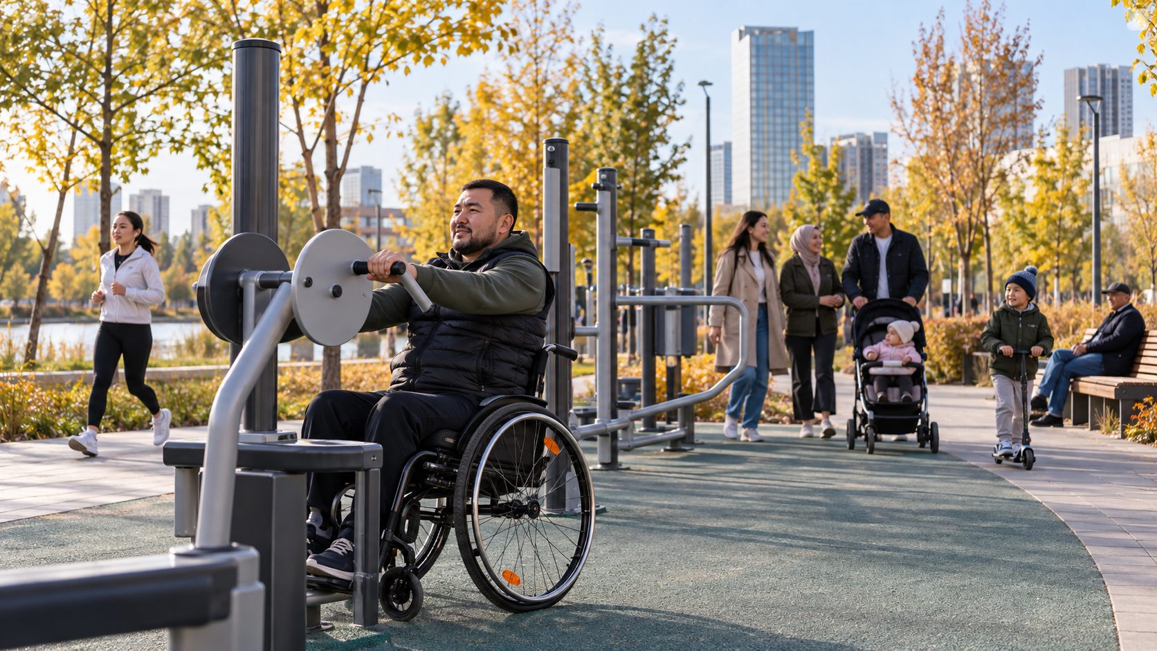 Astana Central Park adds wheelchair-accessible exercise equipment: where to find it