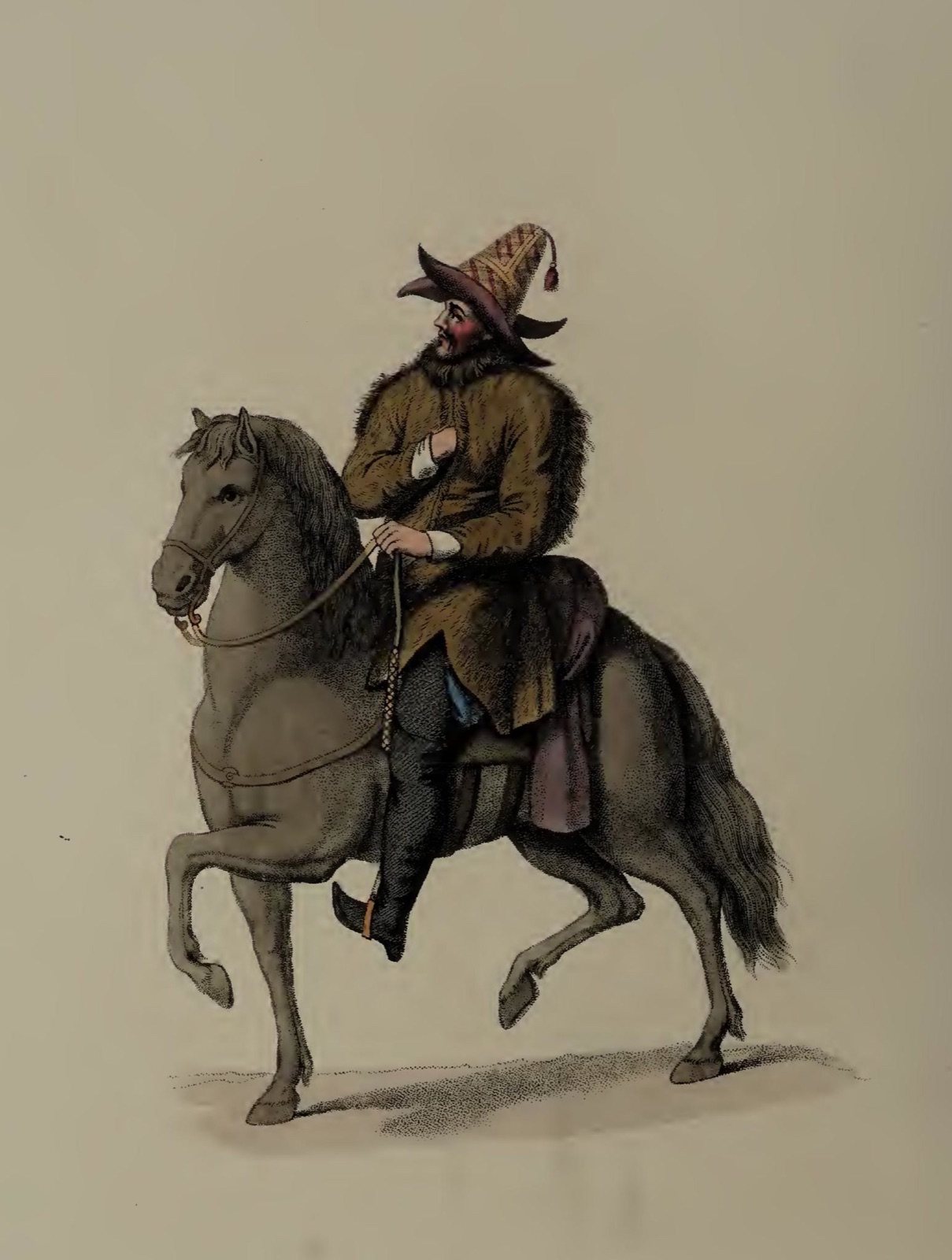 Киргиз-казак на коне в цветном костюмном альбоме 1803 года